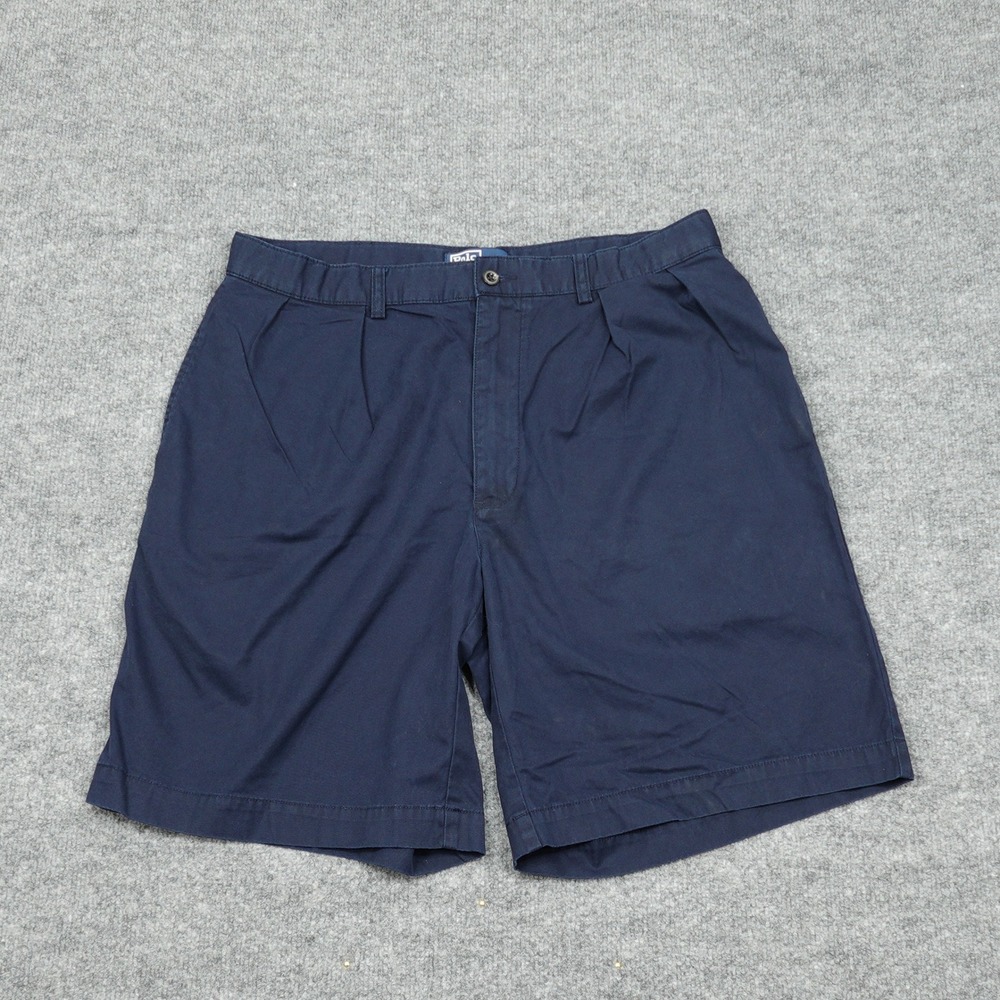 Polo Ralph Lauren Shorts Mens 35 Navy Blue Tyler Short Pleated Cotton Chino